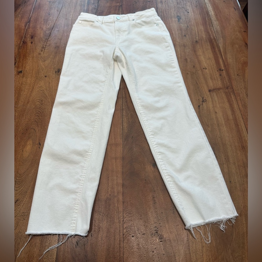☀️ OAT New York Stretch White Jeans with Raw Hem - Picture 3 of 16